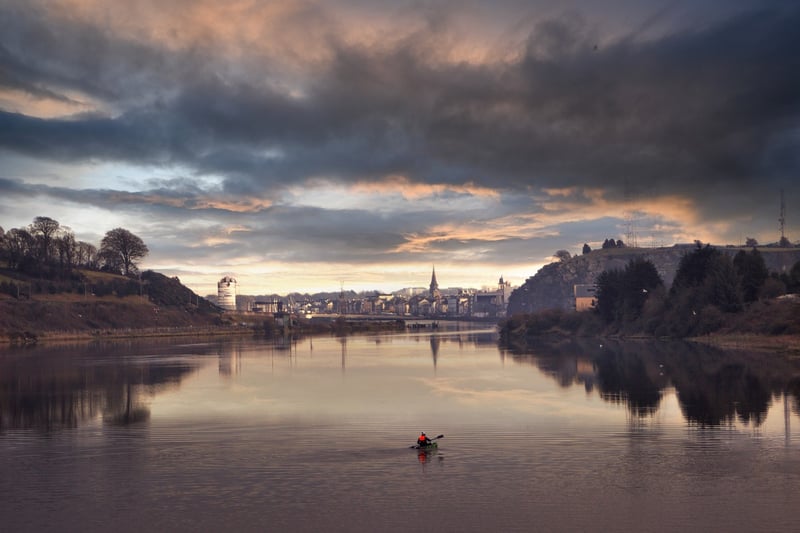 Canoeing at sunset